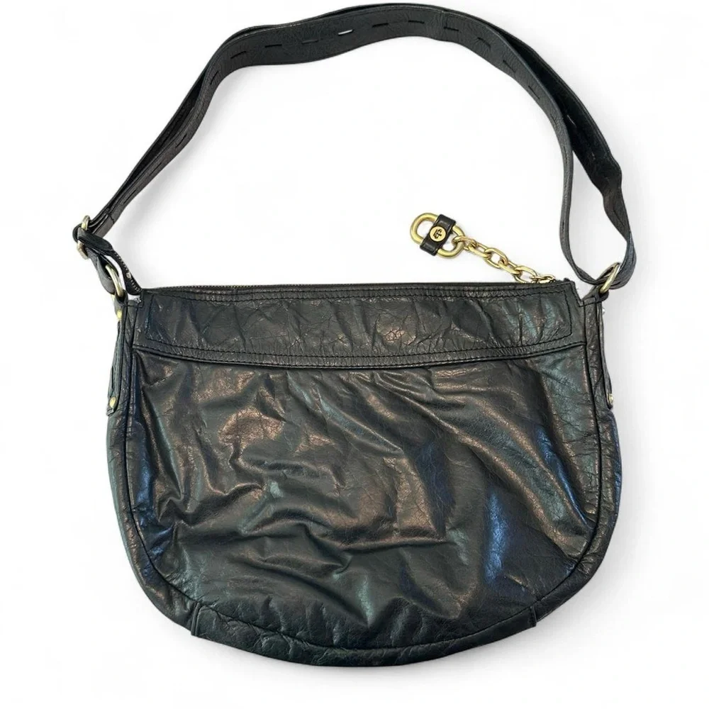 Juicy Couture Vintage Black Leather Shoulder/Crossbody Bag Y2K - Picture 4 of 8